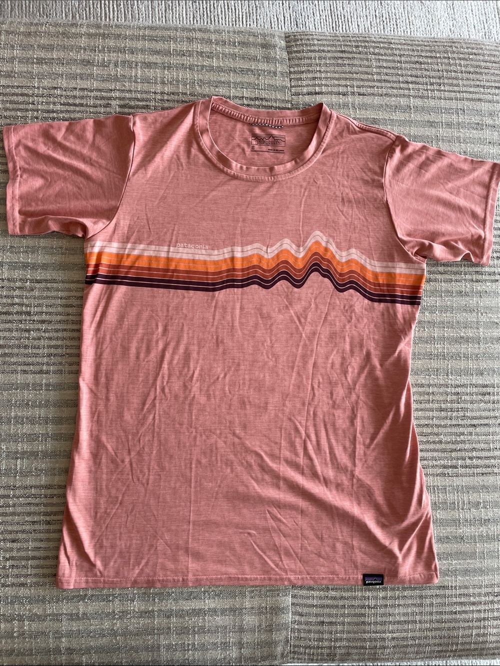 Patagonia Women’s Rose Pink Wave Stripe Short Sleeve Tee